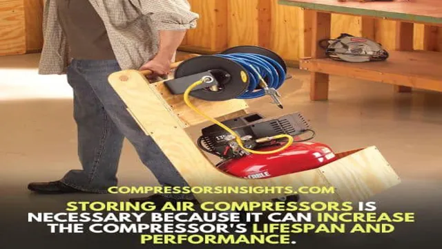 can you lay air compressor its side